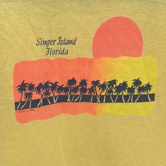 Vintage t-shirt raglan sleeves sunset palm trees "Singer Island Florida" 70s 80s - Picture 5 of 6
